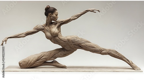 Anatomical female figure in dynamic pose.