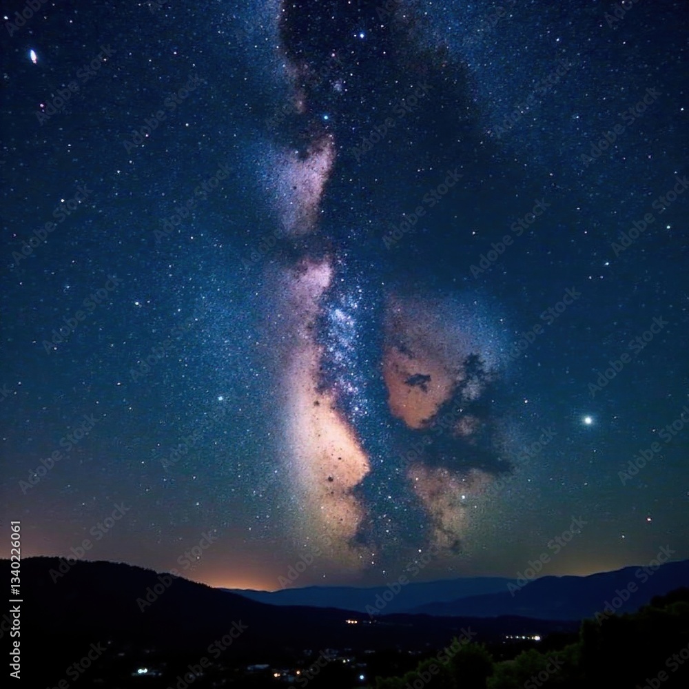 Fototapeta premium Close-up of starry night sky over American land, freedom, landscape