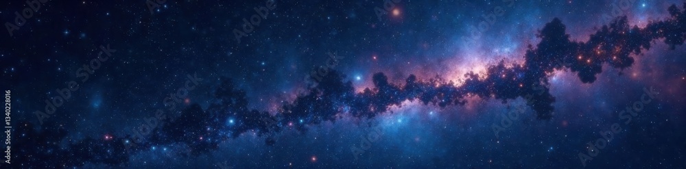 Naklejka premium Celestial scene with twinkling stars against a dark canvas , galaxy, cosmos, celestial