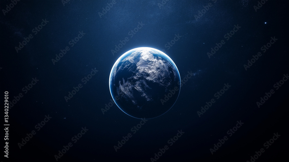 Fototapeta premium Planet Earth Seen from Outer Space, Full View.