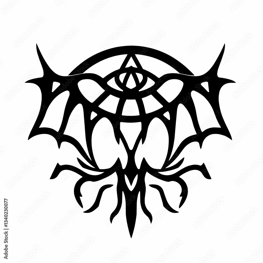 Minimalist Gothic Vector Art Vinyl Sticker Design with Bold Black Lines