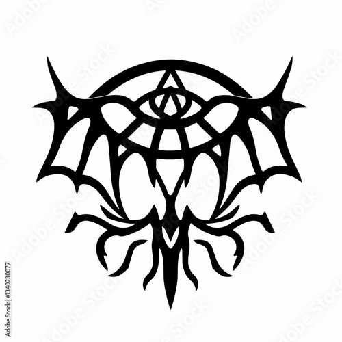 Obraz na płótnie Minimalist Gothic Vector Art Vinyl Sticker Design with Bold Black Lines w salonie