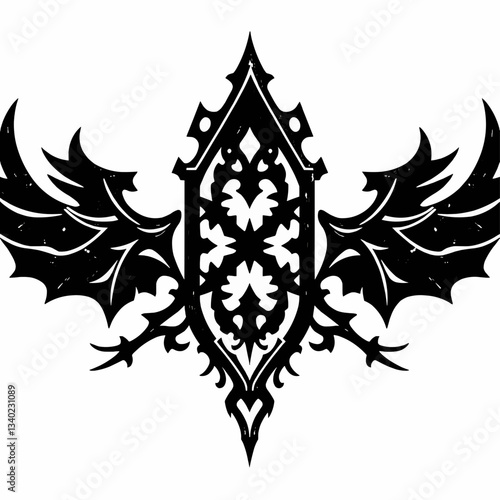 Gothic-Inspired Distressed Black Vector Art Vinyl Sticker on White Background