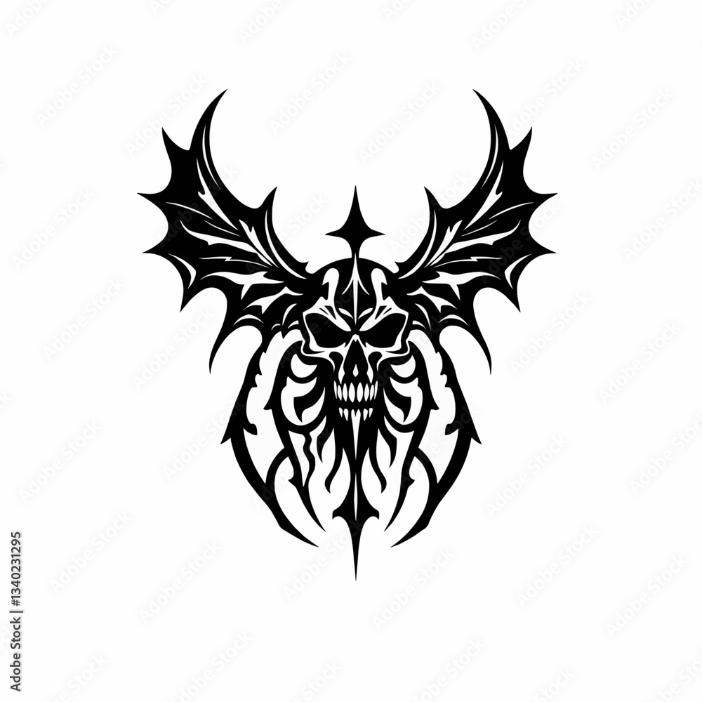 Minimalist Gothic Vinyl Sticker Design in Black and White Vector Art