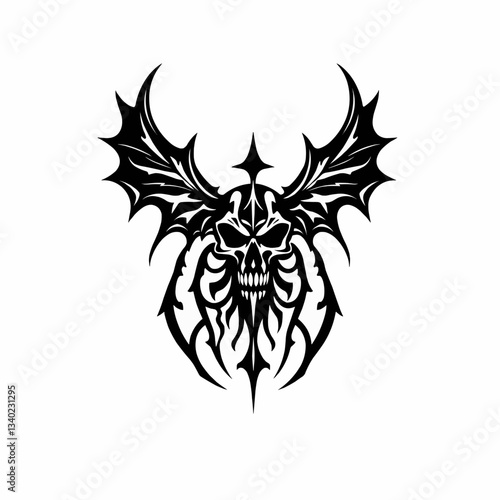 Obraz na płótnie Minimalist Gothic Vinyl Sticker Design in Black and White Vector Art w salonie