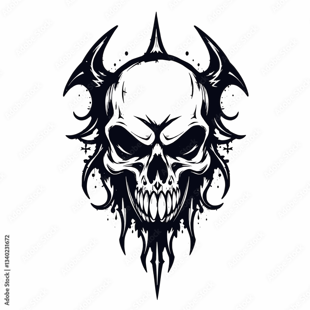 Gothic Vector Art Vinyl Sticker with Distressed Texture on White Background