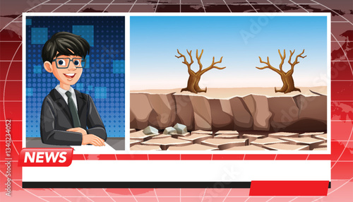 Animated News Broadcast Illustration