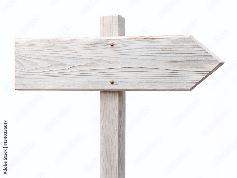 Fototapeta premium Isolated White Wooden Signpost, Blank Rustic Wooden Signboard, Empty Wooden Post, Directional Sign, Wooden Signage Mockup