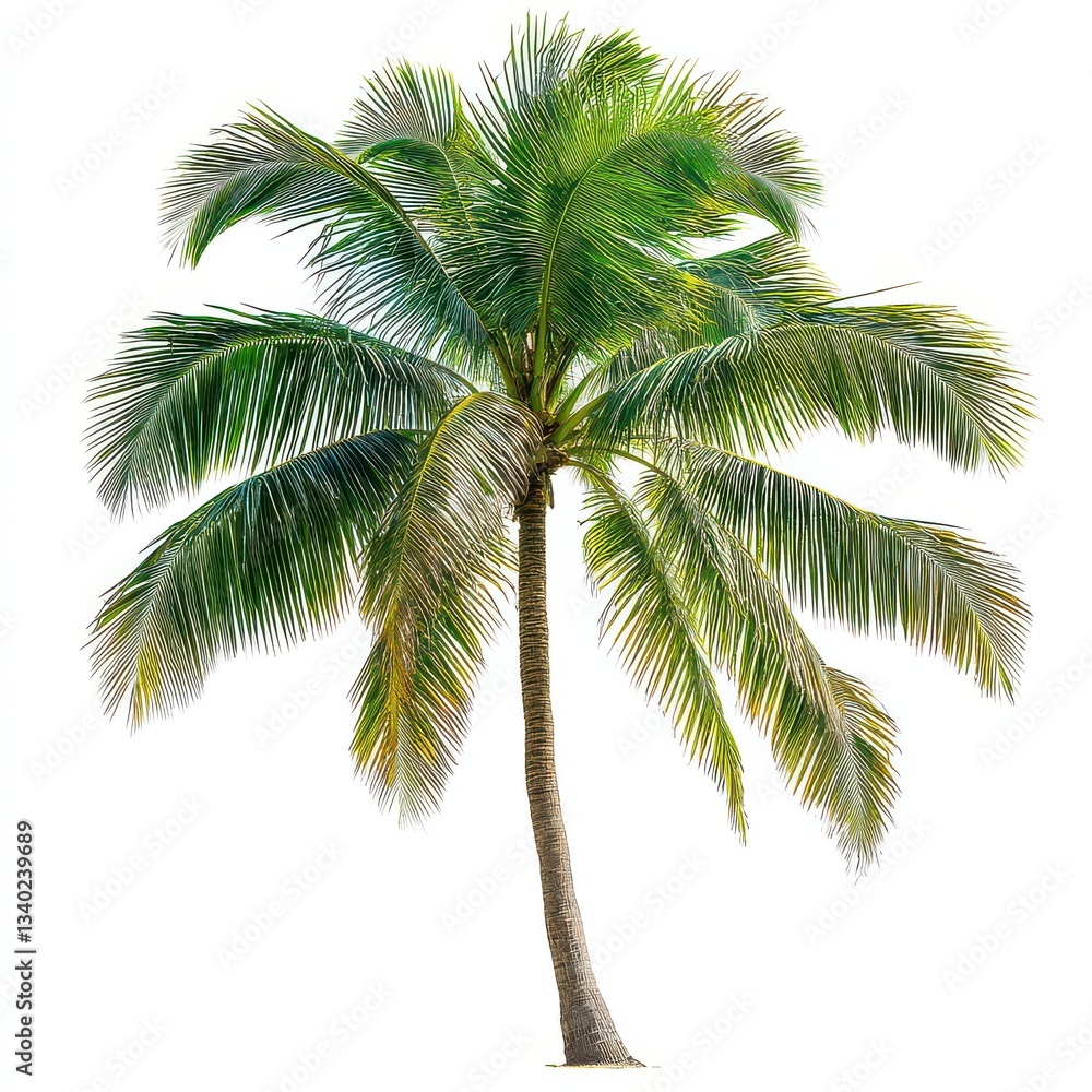 Obraz premium Isolated Palm Tree with Green Leaves Against White Background for Summer