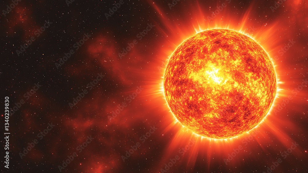 Obraz premium A vibrant depiction of a celestial burning orange star