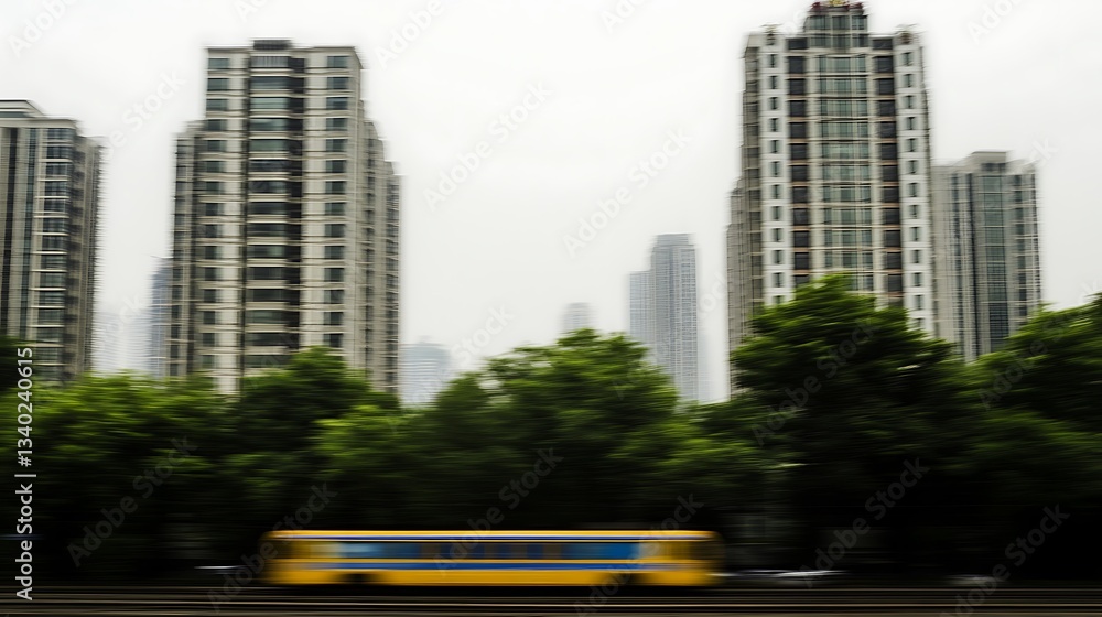 Fototapeta premium Blurred City Tram for Rapid Transit, China.