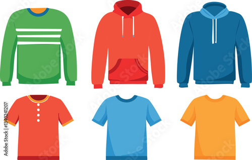 vector illustration of colorful t shirts