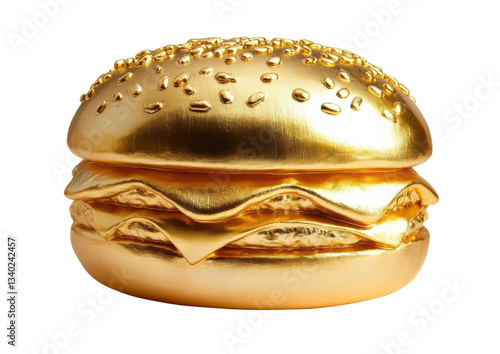 golden hamburger on white background