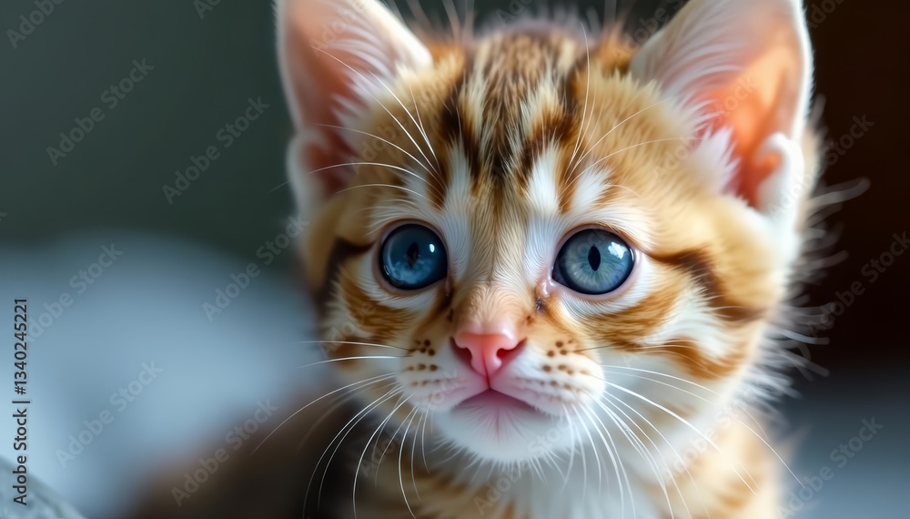 Close-up of adorable kitten with bright blue eyes, cute, feline, fluffy Close-up of adorable kitten with bright blue eyes, cute, feline, fluffy