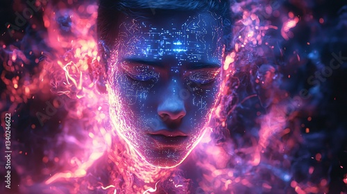 Wallpaper Mural Exploring the brain's mysteries digital art portrait cybernetic environment futuristic concept Torontodigital.ca