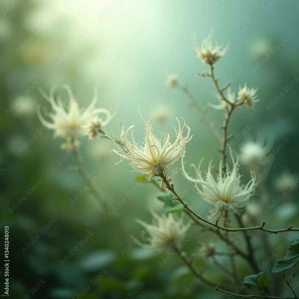 Obraz premium Flying weeds background natural, soft focus, beautiful nature detail