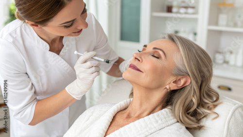 Wallpaper Mural Revitalizing treatment with hyaluronic acid for middle aged woman, enhancing her natural beauty and confidence Torontodigital.ca