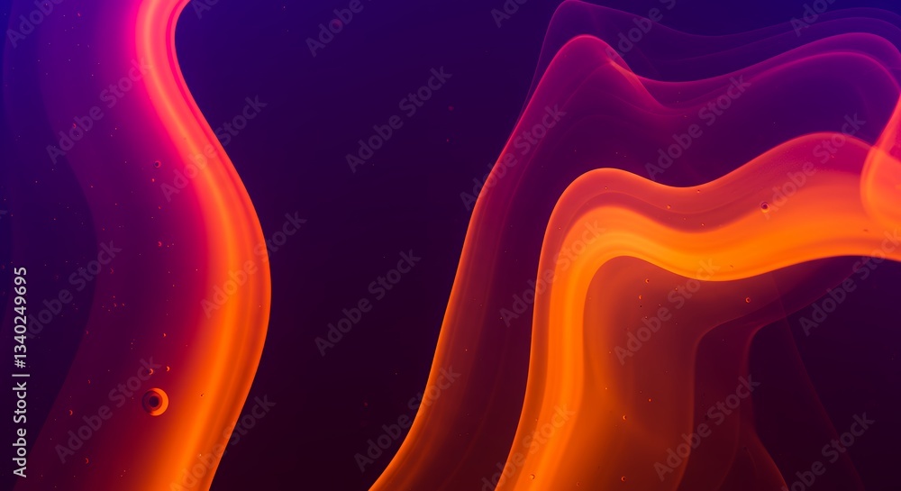 Abstract Digital Art: Vibrant Orange and Red Flowing Lines on Dark Purple Background Abstract Digital Art: Vibrant Orange and Red Flowing Lines on Dark Purple Background