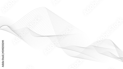 Abstract black wave lines on white background. Dynamic wave pattern modern, Abstract wave element for design. Digital frequency track equalizer. Stylized line art background. 