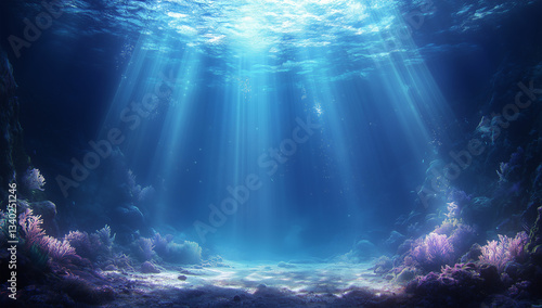 Wallpaper Mural Serene Deep Ocean Scene with Sunlight Rays and Visible Ocean Floor Torontodigital.ca
