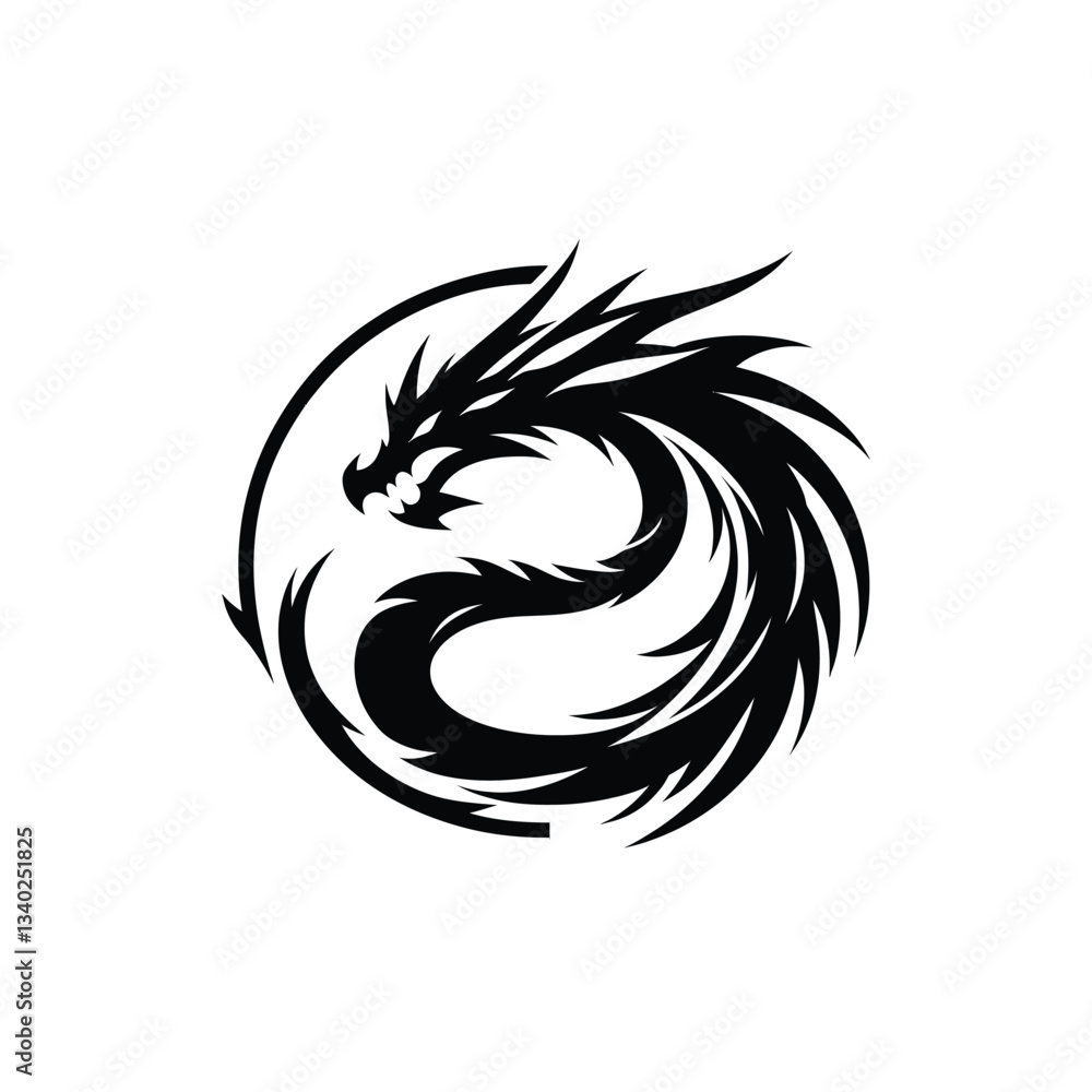 Naklejka premium dragon's edge silhouette vector clip art logo design