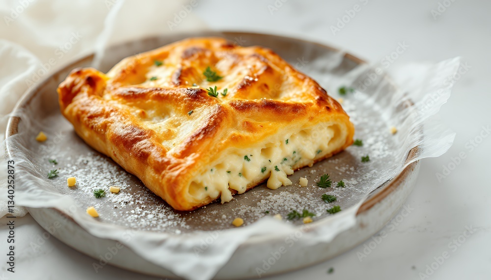 Golden Baked Cheese Pastry with Flaky Crust and Creamy Filling Golden Baked Cheese Pastry with Flaky Crust and Creamy Filling