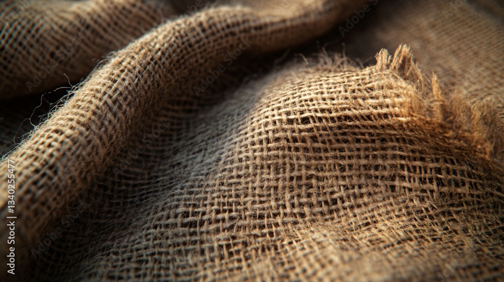 Close-up of Rustic Burlap Fabric Texture with Frayed Edges Close-up of Rustic Burlap Fabric Texture with Frayed Edges