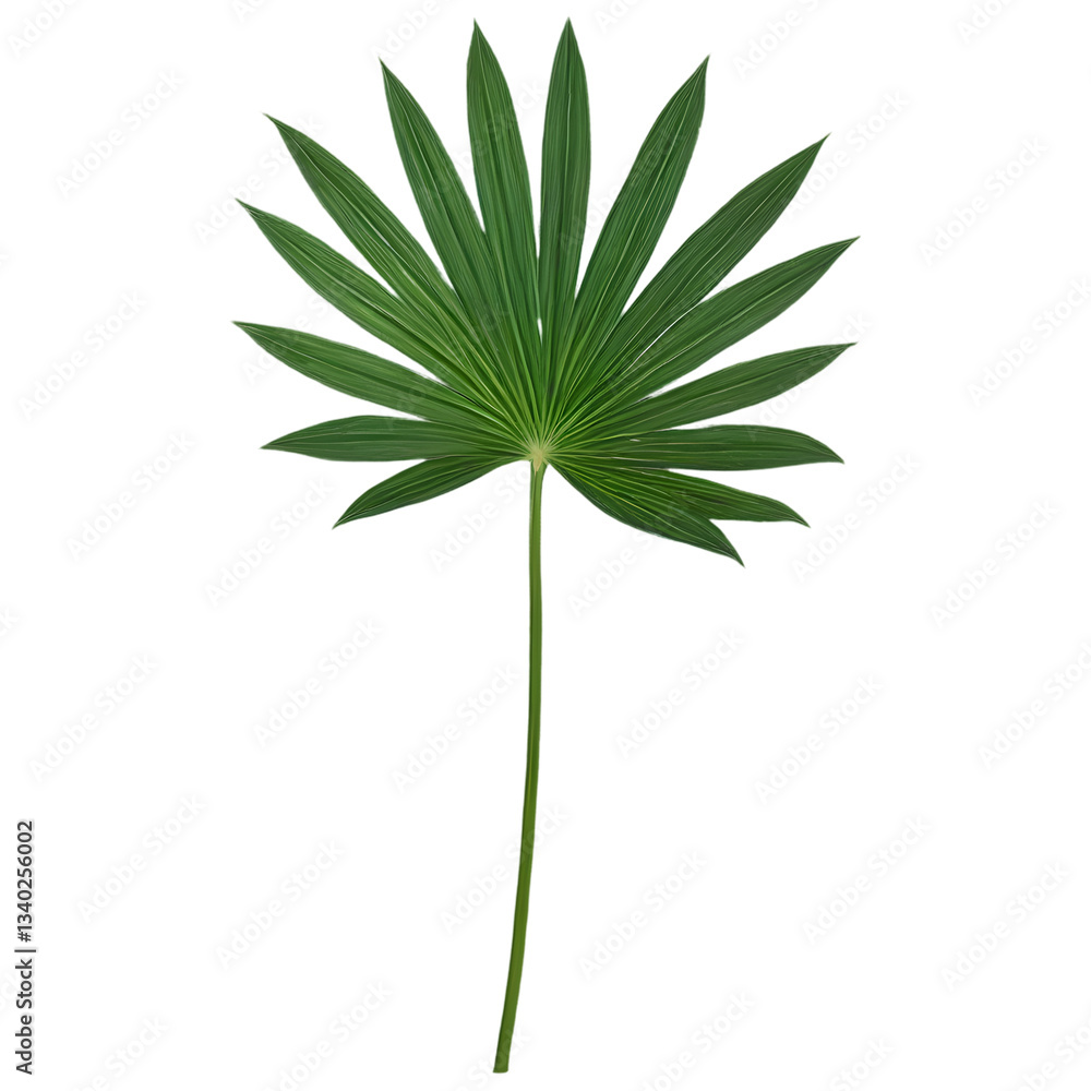 Fototapeta premium Palm tree green leaves isolated on a white background with clipping path.
