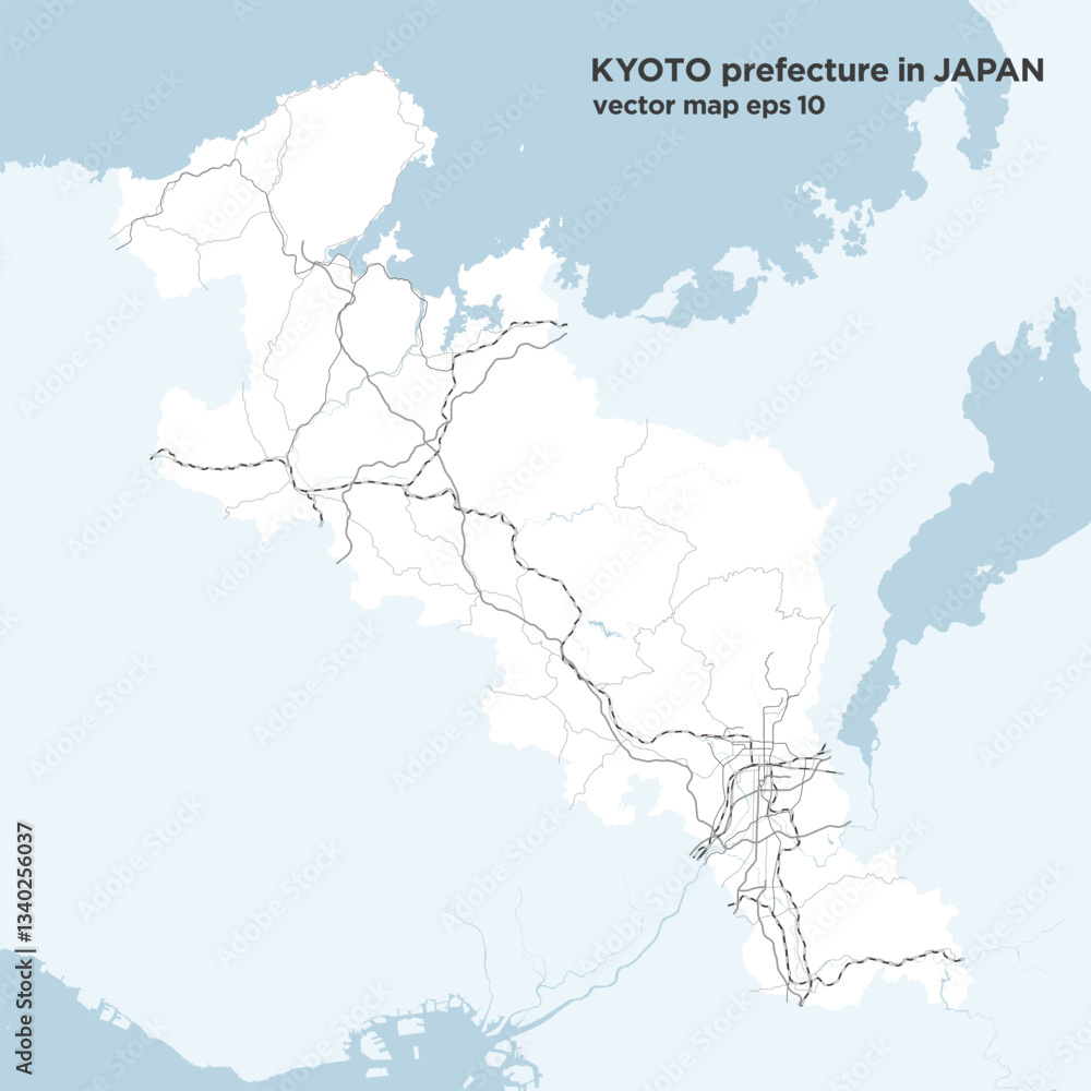 Fototapeta premium 日本の京都府のシンプルなロードマップ