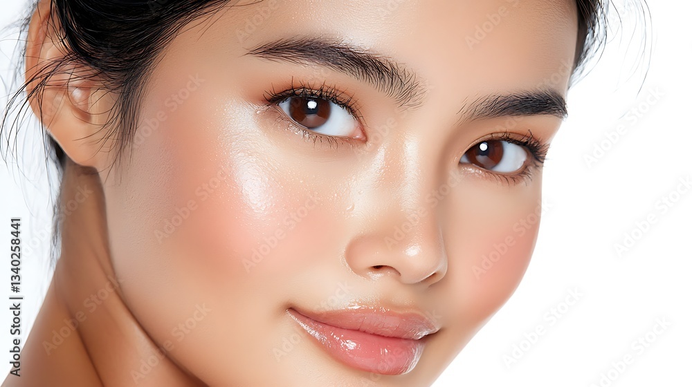 Fototapeta premium Stunning portrait of a beautiful woman with flawless skin and natural makeup