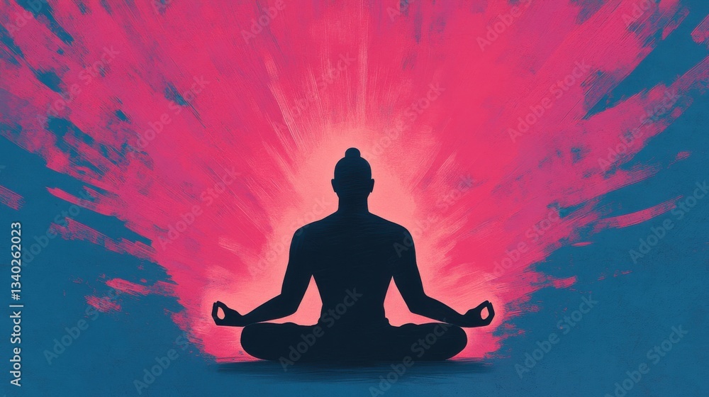 A figure meditating in a glowing lotus position, surrounded by radiant cosmic energy, symbolizing spiritual awakening and inner enlightenment A figure meditating in a glowing lotus position, surrounded by radiant cosmic energy, symbolizing spiritual awakening and inner enlightenment