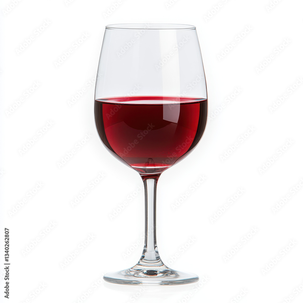single glass of red wine with reflection of light on white background single glass of red wine with reflection of light on white background