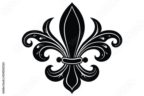Vintage fleur de lis vector silhouette floral pattern design