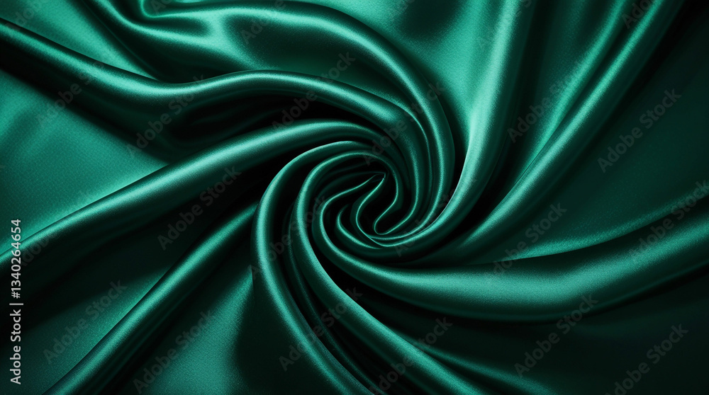 Obraz premium Luxury Dark Green Silk Fabric with Elegant Folds