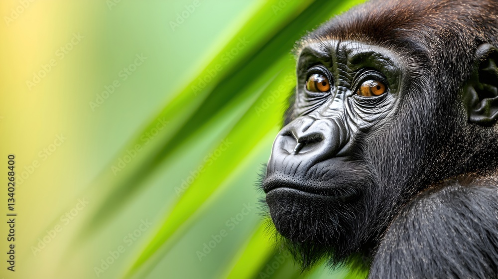 Obraz premium Majestic Close-up of Gorilla with Captivating Expression in Nature