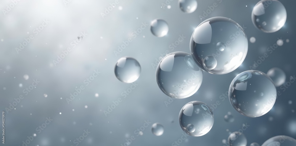 Elegant gray bubbles on a flarium background with white bubbles, calming, modern