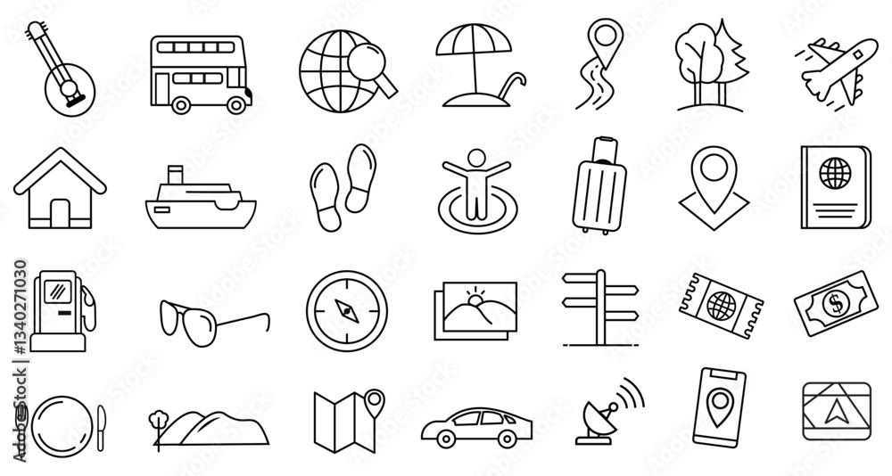 Fototapeta premium Tour and travel vacations icons set