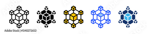 Blockchain Icon Set With Multiple Style Collection