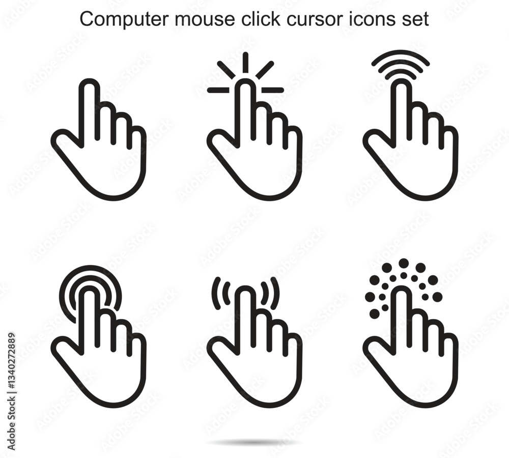 Obraz premium Computer mouse click cursor icons set