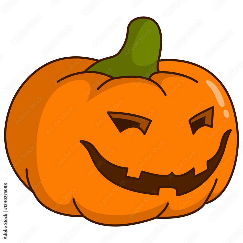 Fototapeta premium Halloween Pumpkin Face Character with Spooky Cartoon Design. Vector Illustration.
