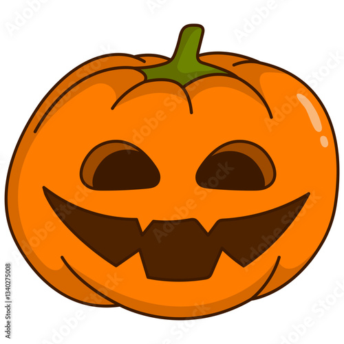 Halloween Pumpkin Face Character with Spooky Cartoon Design. Vector Illustration.