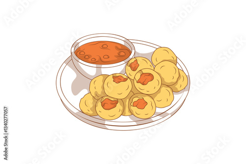 Indian Food Pani Puri Illustration