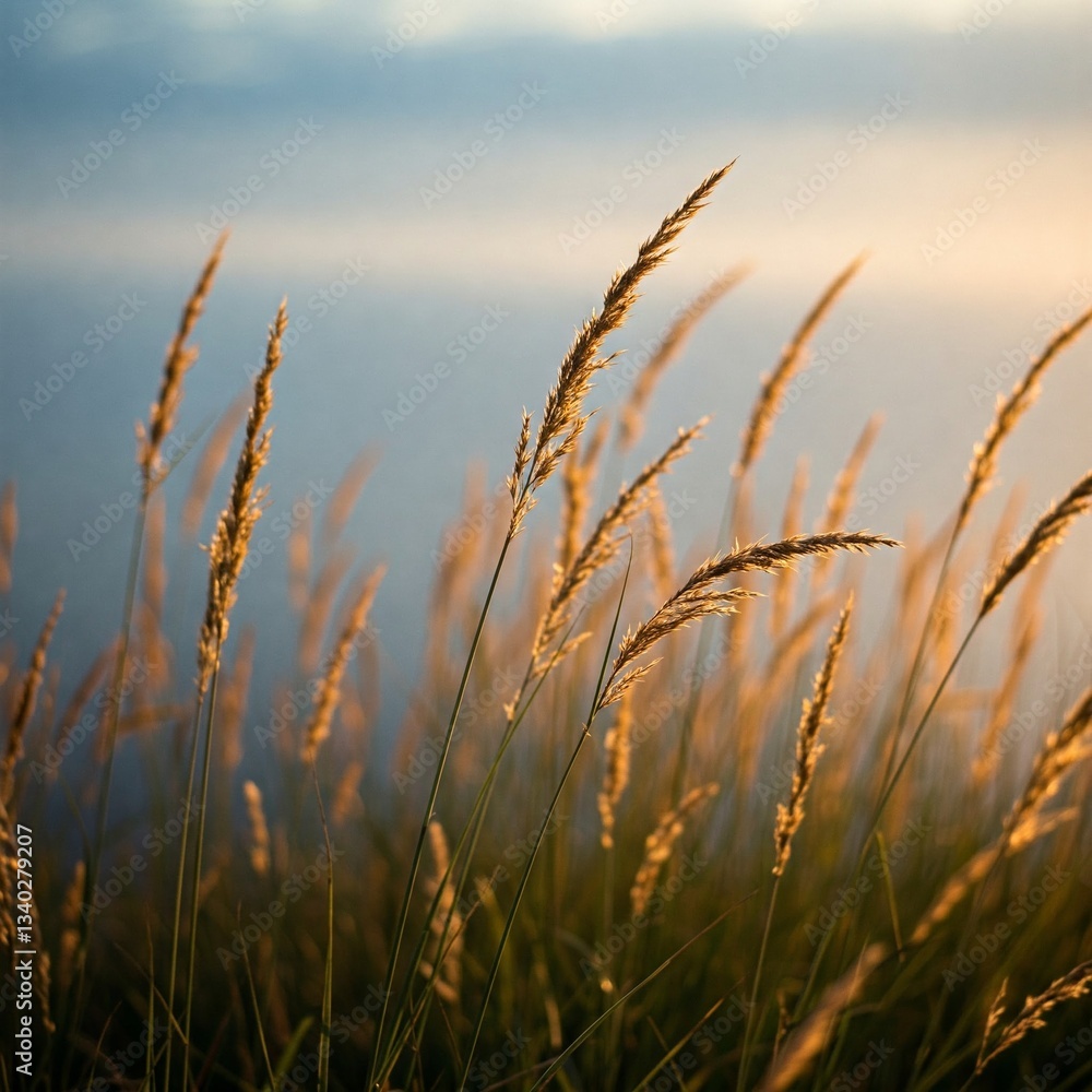 Soft, blurred silhouettes of tall grass swaying in a light breeze Soft, blurred silhouettes of tall grass swaying in a light breeze