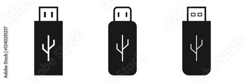 usb icon Vector illustration in black