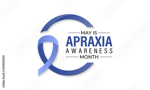 Apraxia Awareness Month banner, background design template. Holiday concept. Raising Awareness for Childhood Apraxia of Speech. Realistic Ribbon. Vector illustration. Eps 10.