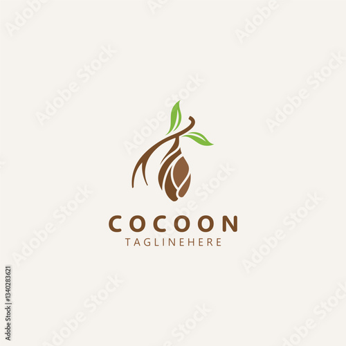 Cocoon logo Butterfly silkworm symbol. Caterpillar metamorphosis animal template design illustration