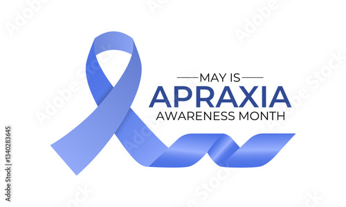 Apraxia Awareness Month banner, background design template. Holiday concept. Raising Awareness for Childhood Apraxia of Speech. Realistic Ribbon. Vector illustration. Eps 10.