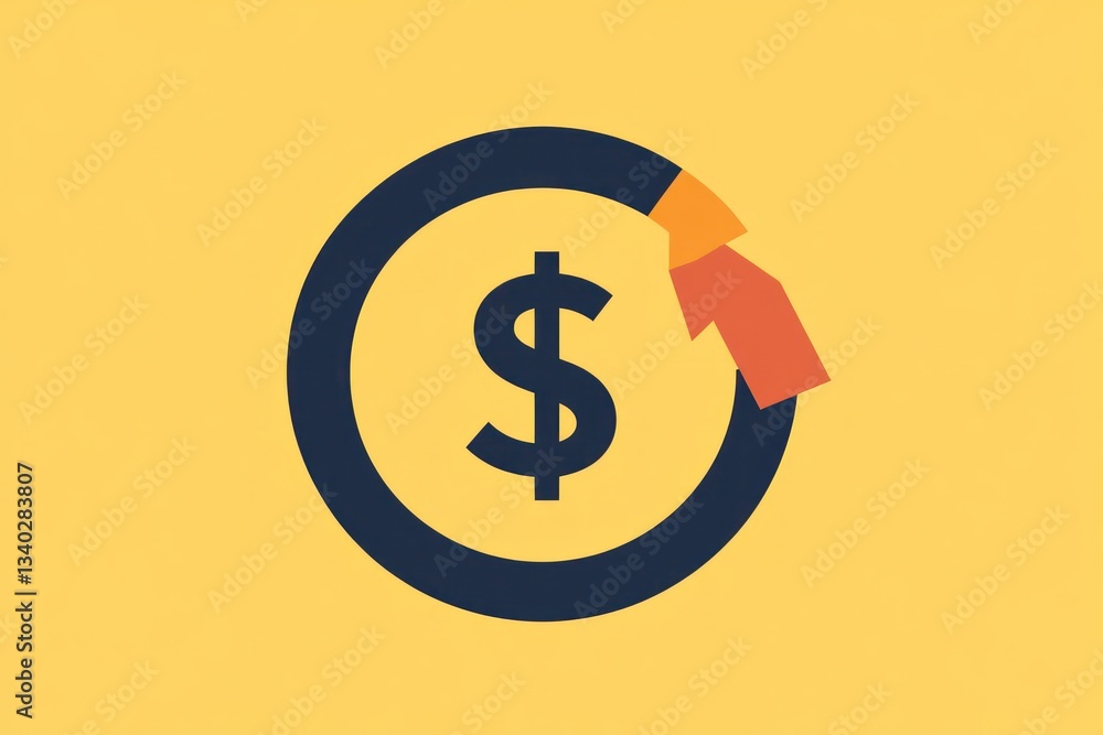 A minimalist depiction of a recurring annual fee represented by a dollar sign within a circular arrow, illustrating financial cycles A minimalist depiction of a recurring annual fee represented by a dollar sign within a circular arrow, illustrating financial cycles