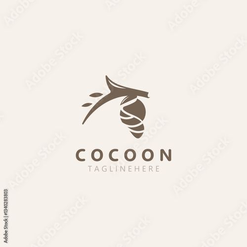 Cocoon logo Butterfly silkworm symbol. Caterpillar metamorphosis animal template design illustration