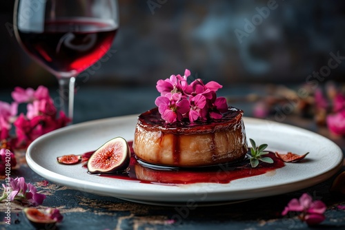 Seared Foie Gras with Fig Reduction and Edible Flowers